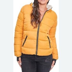 YMI Women Full Length Puffer Jacket
Collar & Detachable Sherpa Hood